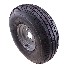 5.00-8 complete wheel rim – angled view showing black tire, silver rim, and 4 bolt holes for car trailer use
