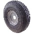 Set of 2 5.00-8 complete wheel rim – top view showing black tire and silver rim with 100mm bolt circle.
