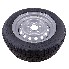 Vue de dessus – roue complète 195/50 R13C avec jante 6Jx13 et 5 trous, couleurs noir et argent.