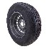 Viistosta näkymä 195/70 R14 – musta rengas ja 5.5J x 14 vanne, 5 reikää LK 5x112, hopea pinta.