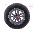Edestä näkyvä 185 R14C rengas – alumiinivanne 5.5J x 14, LK 5x112, musta ja harmaa väri.
