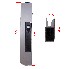 Side door lock 350mm right – front view showing black powder-coated handle and silver anodised aluminium body.