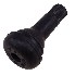 Venttiili TR415 kumiventtiili – mustalla korkilla, 42,5 mm, 4,5 bar, edestä näkyvä.