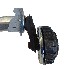 Vista laterale dell'asse rimorchio Alko Compact – freno a tamburo, soffietto in gomma, supporto di montaggio in argento e...