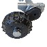 Vista frontale dell'asse rimorchio Alko Compact B1600-3 – freno a tamburo nero con supporto in argento.