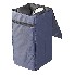Vooraanzicht van een opbergtas voor caravanspiegels – rechthoekig, blauw en grijs met klittenbandsluiting.