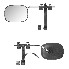 Caravan mirror flat glass – front view showing a black frame and flat glass for a distortion-free reflection.