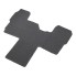 Motorhome cab floor mat – top view in dark gray with a carpeted surface and custom fit for Ford Transit until 06 2014.