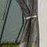 Detaljvy av sidovägg med flugskärm för uppblåsbar paviljong – svart och vit polyester med dragkedja.