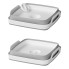 Foldable camping sink – front view showing grey and white design with integrated handles and lockable drain plug.