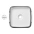 Foldable camping sink – top view showcasing grey and white colors with a lockable bottom drain and drainage hole.