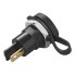 Inbyggt uttag DIN 12V/24V 16A – svart och silverfärgad med en monteringsdiameter på 18 mm.