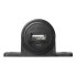 Vue de face – Prise USB de surface noire avec deux trous de vis pour montage, tension d'entrée 12V/24V.