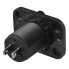 Dubbel inbyggd USB-uttag 2100mA 12V/24V – svart med ram och indikatorlampa för laddning av enheter.