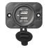Dubbel inbyggd USB-uttag – svart med två portar för 5V, 1A och 2.1A, med täcklock och indikatorlampa.