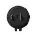 Bovenaanzicht van een zwart ingebouwd stopcontact 12V/24V max 10A – met twee aansluitingen en ronde behuizing.