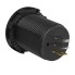 Einbau Volt / Amperemeter 6-30V / 0-10A – Seitenansicht mit schwarzem Gehäuse und goldenen Metallstiften.