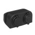 Double socket – front view featuring two USB ports and a black finish for 12V/24V compatibility.