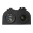 Double socket – front view featuring two USB ports 5V 2.1A in black with a cover cap and indicator light.