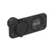Frontvy – installationssats med voltmeter 6-30V och dubbel USB-uttag i svart färg.
