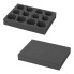 Porte-gobelet en mousse souple – vue de dessus – avec 10 emplacements pour verres et tasses, noir.